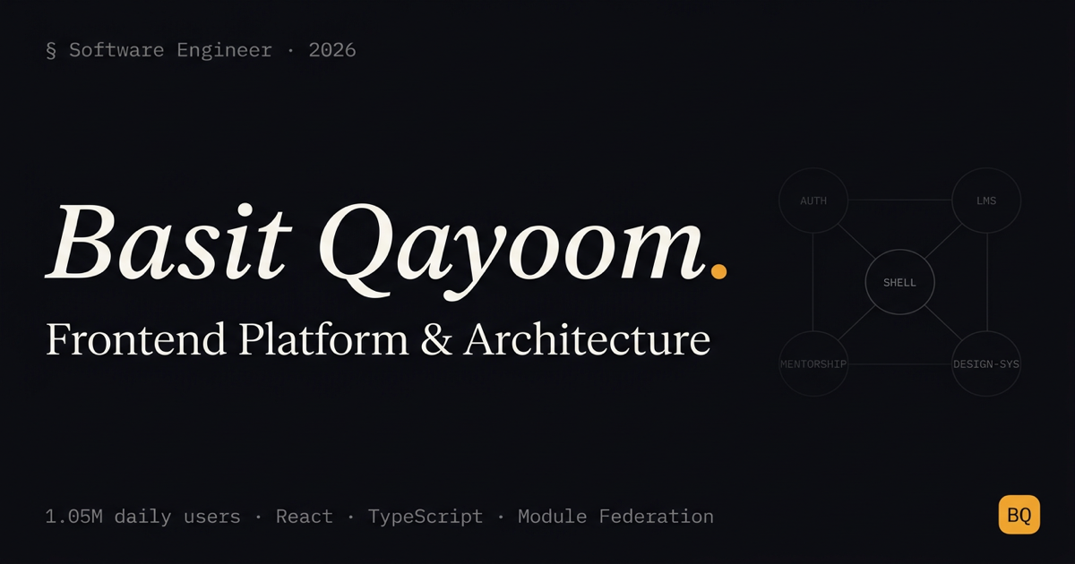 Basit Qayoom — Software Engineer · Frontend Platform